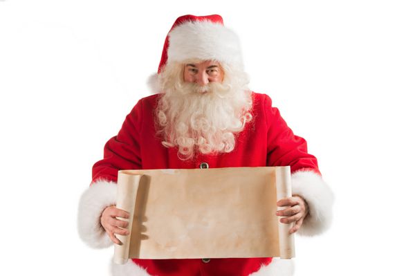 بابا نوئل بنر قدیمی با فضایی برای متن شما جدا شده در پس زمینه سفید
