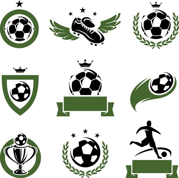 مجموعه برچسب ها و نمادهای فوتبال و فوتبال بردار