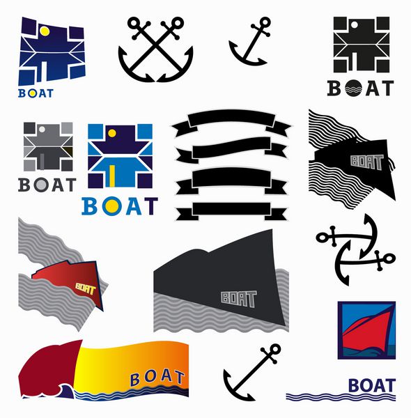 کشتی نماد مجموعه ای از تصاویر اختصاص داده شده به موضوع دریایی وکتور