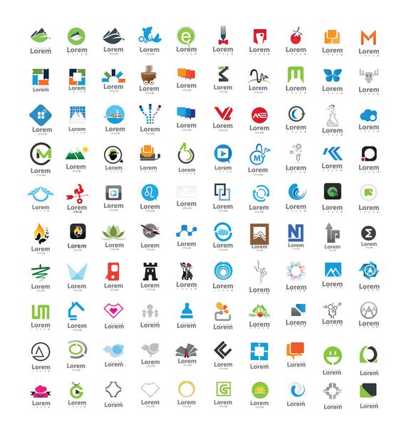 مجموعه نمادهای تجاری قابل استفاده مجموعه 100 نماد سفید