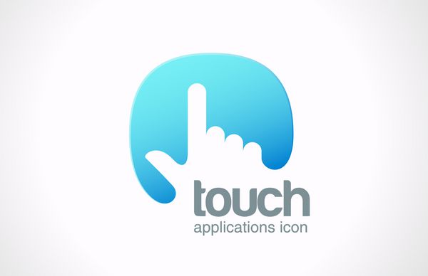 الگوی طراحی لوگوی انتزاعی بردار فناوری صفحه لمسی فشار انگشت دست روی نماد نماد مفهوم خلاقانه صفحه لمسی