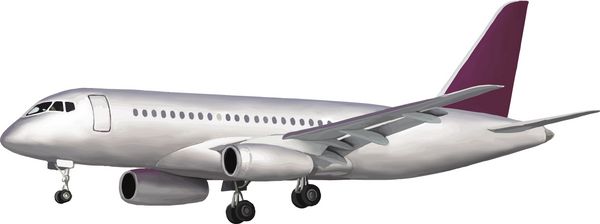 تصویر هواپیمای بزرگ هوایی جدا شده در پس زمینه سفید وکتور