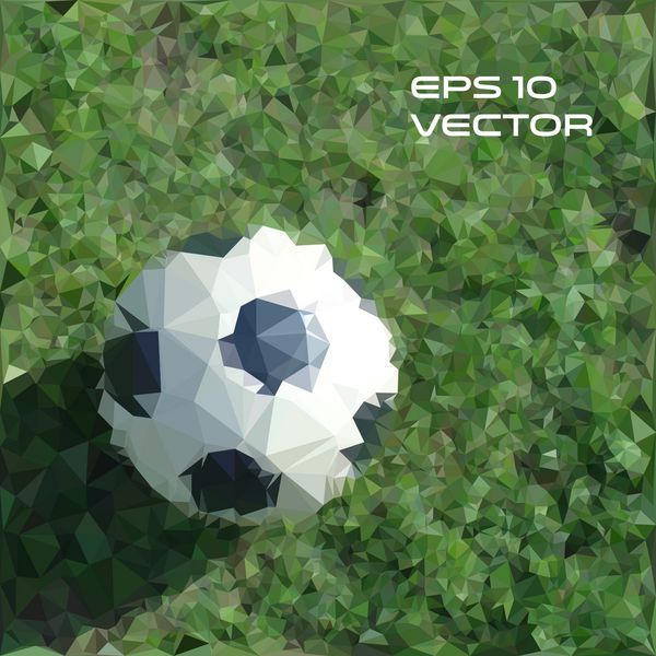 توپ فوتبال در زمین چمن پس زمینه فوتبال ساخته شده با مثلث طرح وکتور کم پلی