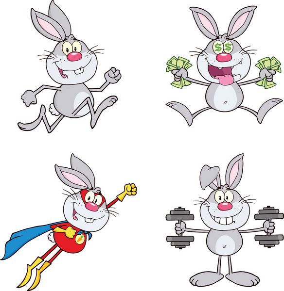 شخصیت های طلسم کارتونی خرگوش های ناز 18 مجموعه وکتور مجموعه