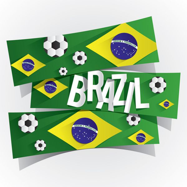 انتزاعی خلاقانه پرچم برزیل با وکتور وکتور توپ فوتبال