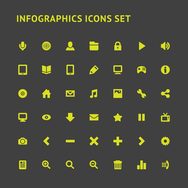 نمادهای وب Infographics یا عناصر طراحی مسطح را تنظیم کنید وکتور