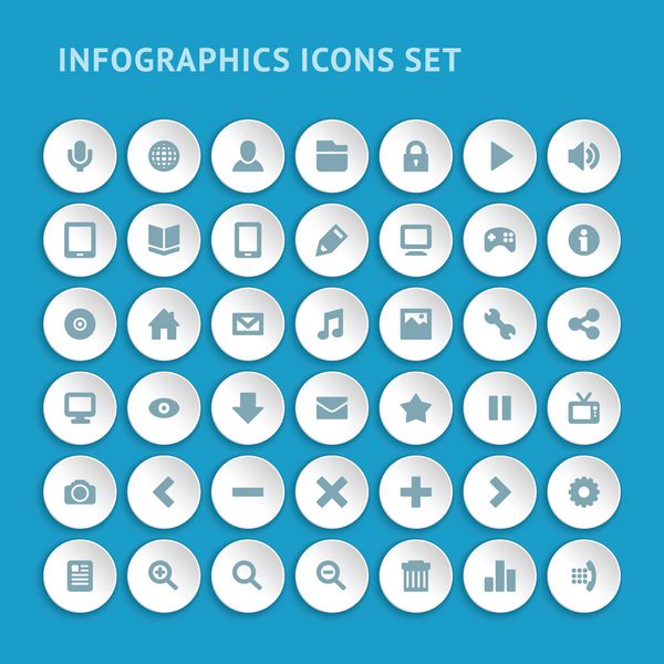 نمادهای وب Infographics یا عناصر طراحی مسطح را تنظیم کنید وکتور