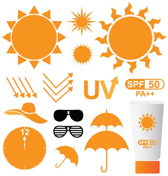 مجموعه ای از وکتور محافظت در برابر اشعه UV