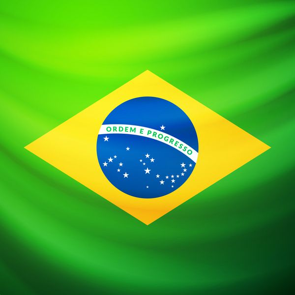 اهتزاز پرچم پارچه ای برزیل تصویر پس زمینه وکتور