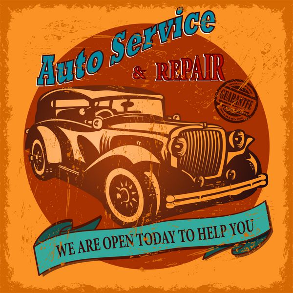 پوستر رترو Vintage Auto Service