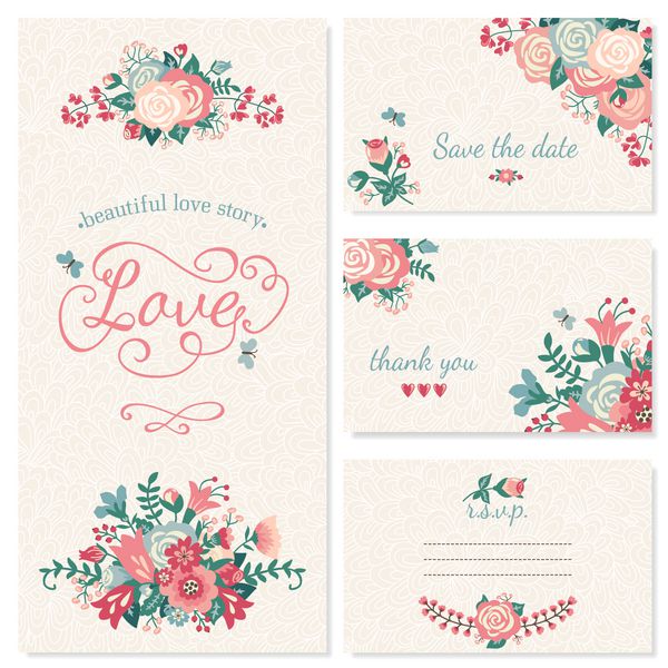 ست عروسی وینتیج زیبا دعوت نامه عروسی کارت تشکر کارت های تاریخ را ذخیره کنید کارت RSVP