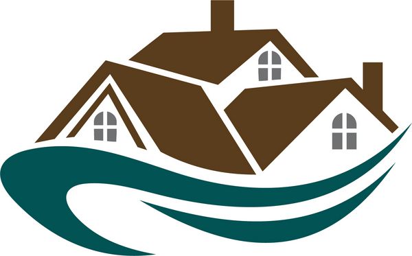 نماد املاک و مستغلات - سقف خانه با امواج برای طراحی