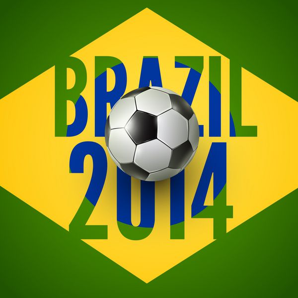 توپ فوتبال بالای پرچم برزیل وکتور پس زمینه