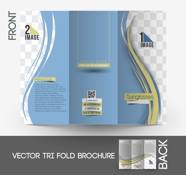 طراحی بروشور Tri-Fold Mock up عینک آفتابی Optician Store