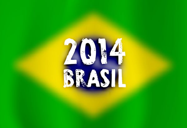 پس‌زمینه با پرچم تار برزیل حروف برزیل ۲۰۱۴ طراحی رنگ های برازیلیا