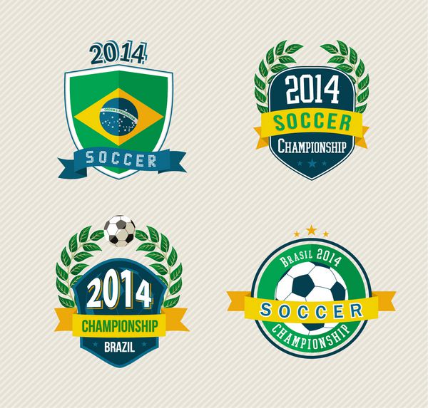 مجموعه ای از برچسب های قهرمانان فوتبال برزیل قدیمی وکتور در لایه ها برای ویرایش آسان سازماندهی شده است
