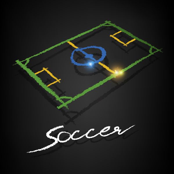 نقاشی با گچ زمین فوتبال با کپی روی تخته سیاه