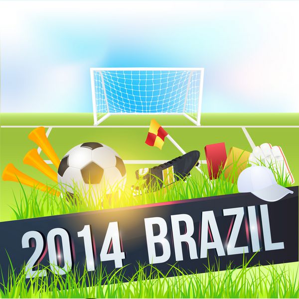 پس زمینه وکتور برزیل قالب پوستر رویداد فوتبال متن شیک 2014