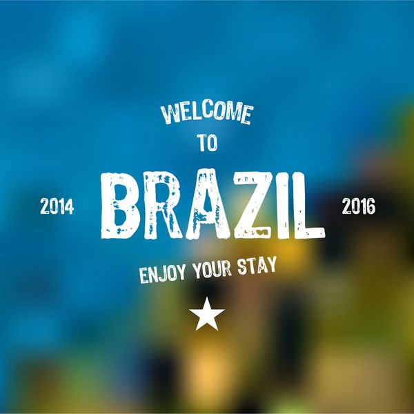 برچسب سفر در پس زمینه تار - به برزیل خوش آمدید و از اقامت خود لذت ببرید طرح وکتور