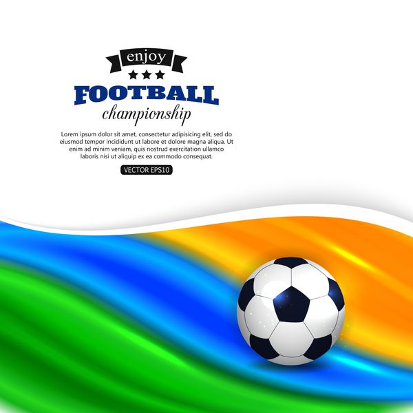 پس‌زمینه تار فوتبال با توپ فوتبال رنگ‌های پرچم برزیل و مکانی برای متن