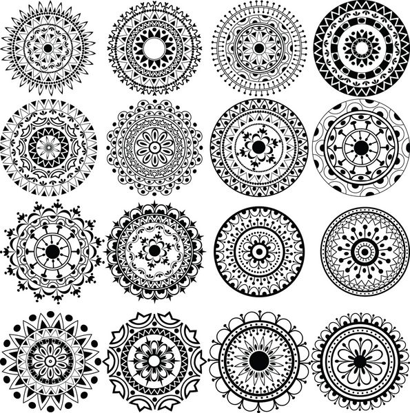 مجموعه ای از ماندالا و دایره های توری زیبا