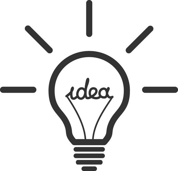 ایده خلاقانه در شکل لامپ به عنوان مفهوم الهام بخش عنصر طراحی وکتور