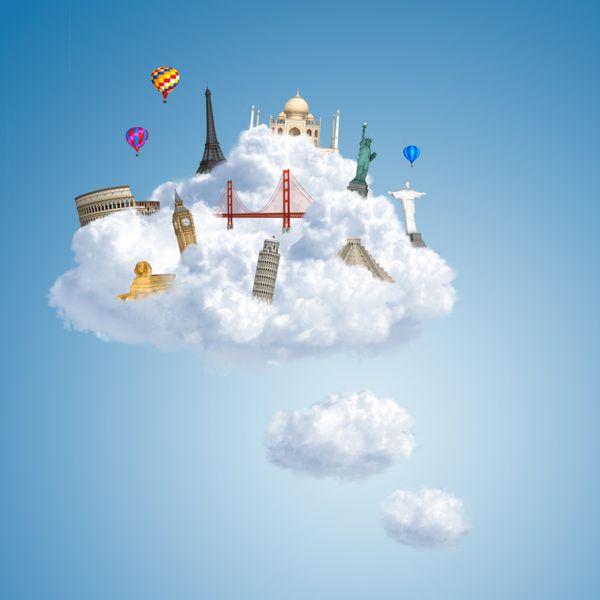 نقاط عطف روی ابرها به عنوان مفهوم رویایی سفر در سراسر جهان