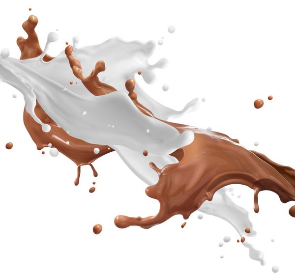 پاشیدن شکلات و شیر جدا شده روی سفید