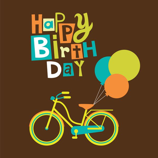 کارت تبریک با دوچرخه زیبا وکتور