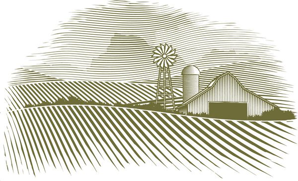 تصویر حکاکی روی چوب از انبار و مزرعه