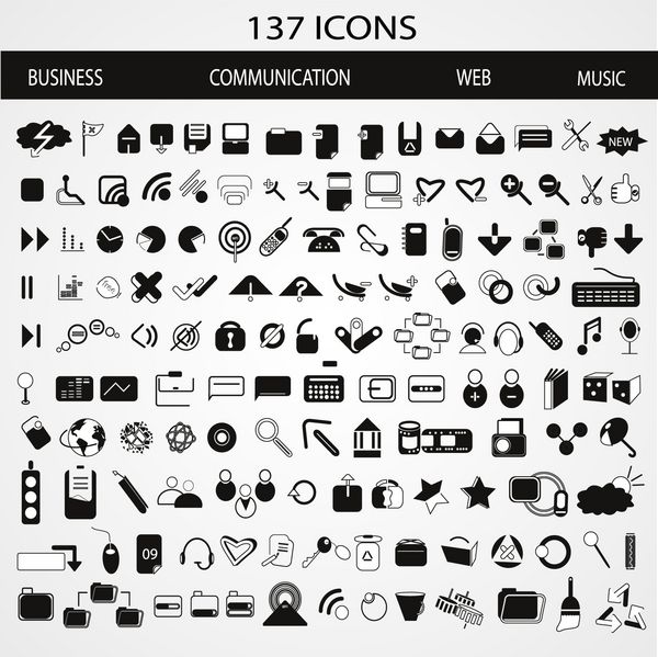 137 تجارت ارتباطات وب و نمادهای موسیقی وکتور