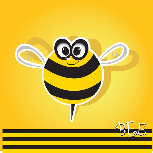 نماد زنبور عسل کارتونی بچه زنبور درخشان وکتور