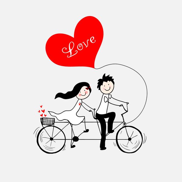 عاشقان دودل یک پسر و یک دختر دوچرخه سواری پشت سر هم