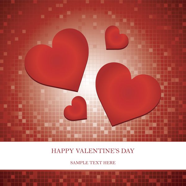 کارت قلب روز ولنتاین در پس زمینه موزاییک بردار