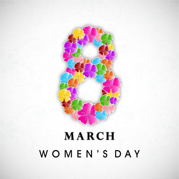 پس زمینه روز زن مبارک با متن تزئین شده با گل 8 مارس