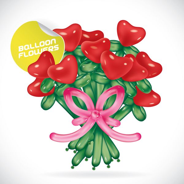 تصویر گلهای روز ولنتاین بالن براق نمادها دکمه علامت نماد لوگو با برچسب برای خانواده جشن جشنواره کودک کودک نوجوان مردم