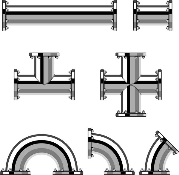 وکتور لوله های کروم با فلنج