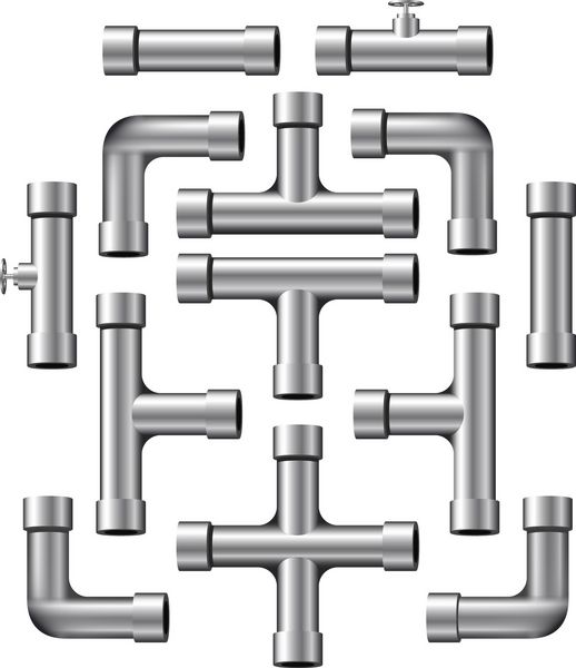مجموعه ای از قطعات لوله نقره واقعی با اشکال و طول های مختلف وکتور
