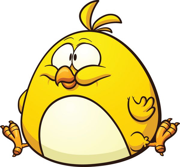 مرغ چاق کارتونی وکتور کلیپ آرت با شیب ساده همه در یک لایه