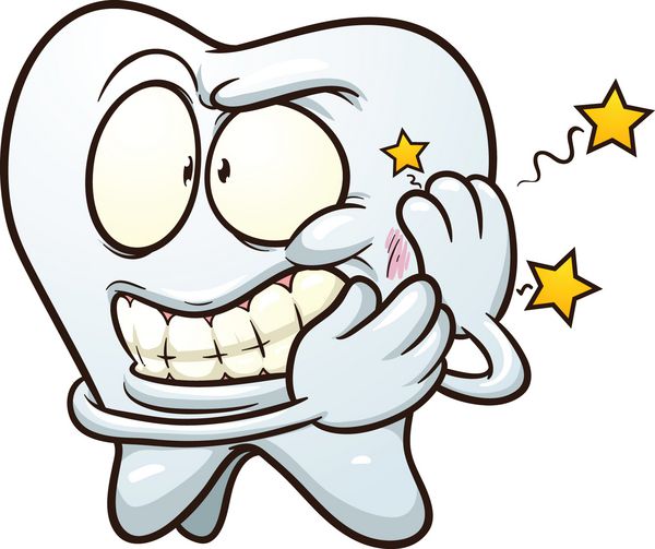 دندان درد کارتونی وکتور کلیپ آرت با شیب ساده همه در یک لایه