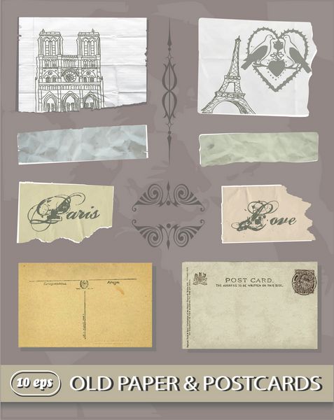 کاغذ قدیمی کارت پستال پاریس