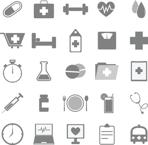 نمادهای سلامت در پس زمینه سفید وکتور استوک