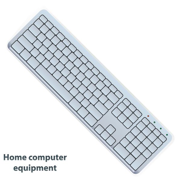 وکتور صفحه کلید کامپیوتر در رنگ سفید با سایه