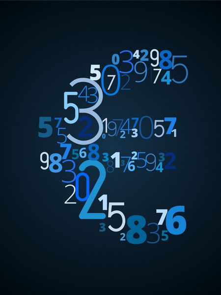 علامت یورو از فونت وکتور تایپوگرافی اعداد مختلف