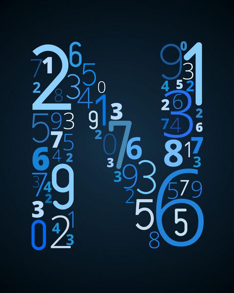حرف N از فونت وکتور تایپوگرافی اعداد مختلف