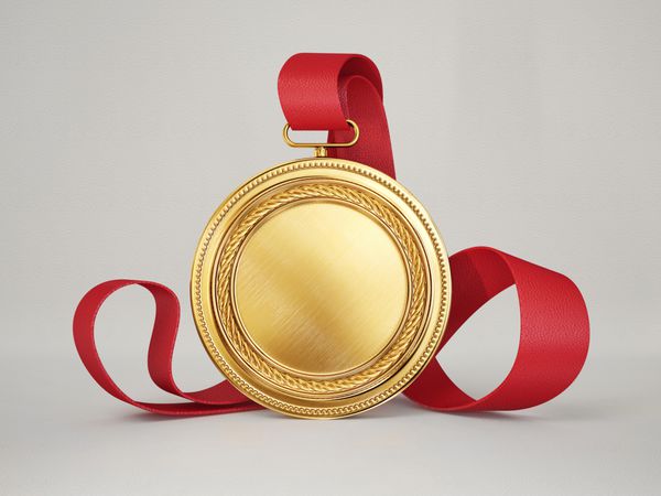 مدال طلا جدا شده در زمینه خاکستری