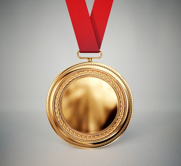 مدال طلا جدا شده در زمینه خاکستری