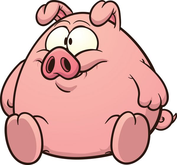 کلیپ آرت خوک چاق وکتور کارتونی با شیب ساده همه در یک لایه