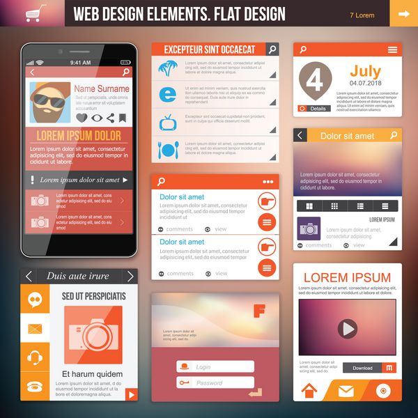 عناصر طراحی وب تخت قالب هایی برای وب سایت یا برنامه های کاربردی