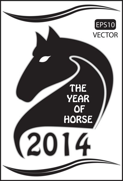 وکتور سال اسب طراحی آسان برای ویرایش وکتور با سر اسب برای تقویم 2014